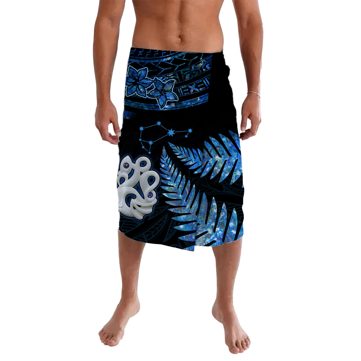 Matariki New Zealand Lavalava Manaia with Paua Shell Blue LT9 Blue - Polynesian Pride