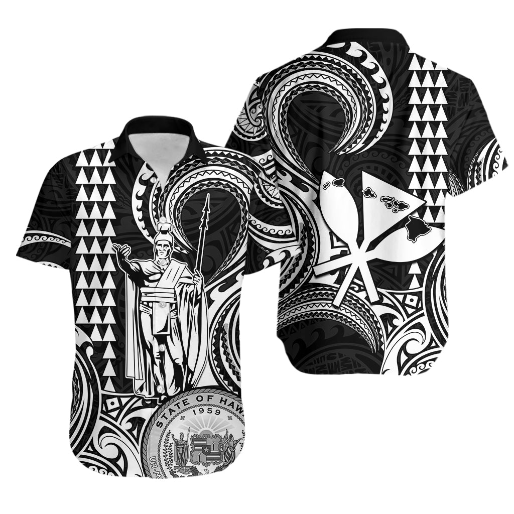 Hawaii Couple Outfit Ideas King Kamehameha Day Matching Dress and Hawaiian Shirt Paradise of the Pacific Tribal Kakau with Kanaka Maoli White LT9 - Polynesian Pride