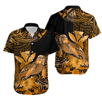 Matching Outfit For Couples Hawaii Monk Seal Puletasi Dress and Hawaiian Shirt Polynesian Kakau With Kanaka Gold LT14 - Polynesian Pride