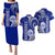 Matching Outfit For Couples Hawaii Waiakea High School Puletasi Dress and Hawaiian Shirt Polynesian Kakau Pattern LT14 Blue - Polynesian Pride