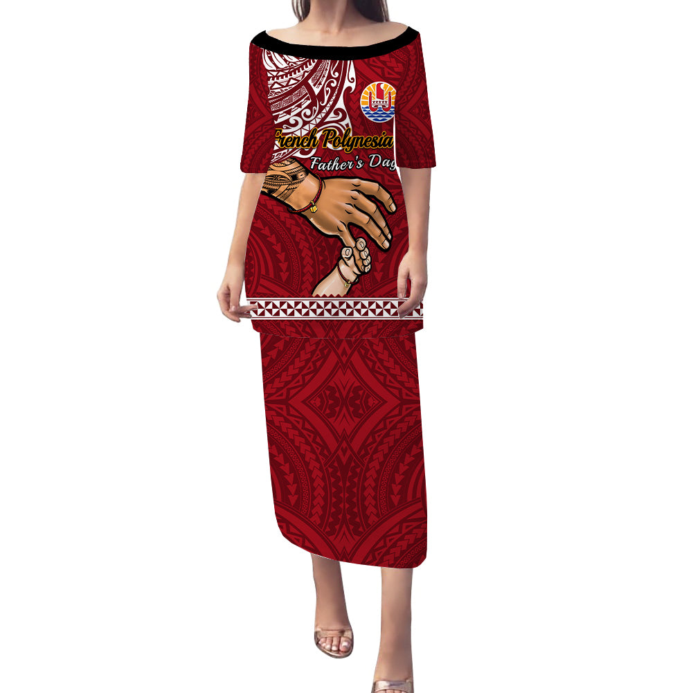 Personalised Father Day French Polynesia Puletasi Dress I Love You Dad LT14 Long Dress Red - Polynesian Pride