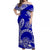 Hawaii Off Shoulder Long Dress Hawaiian Tribal Honu Blue Version LT14 Women Blue - Polynesian Pride