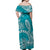 Hawaii Off Shoulder Long Dress Hawaiian Tribal Honu Turquoise Version LT14 - Polynesian Pride