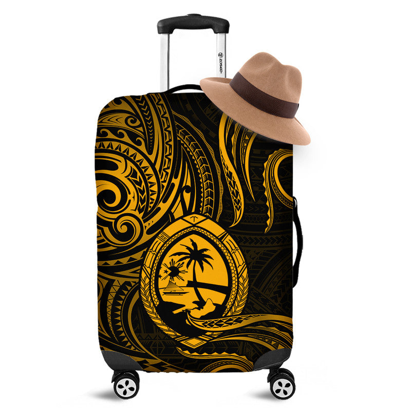 Polynesian Pride Guam With Polynesian Tribal Tattoo and Coat of Arms Luggage Cover Gold Version LT9 Gold - Polynesian Pride