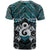 New Zealand Maori T Shirt Poutama Pikorua - Single Twist Turquoise Paua Shell LT05