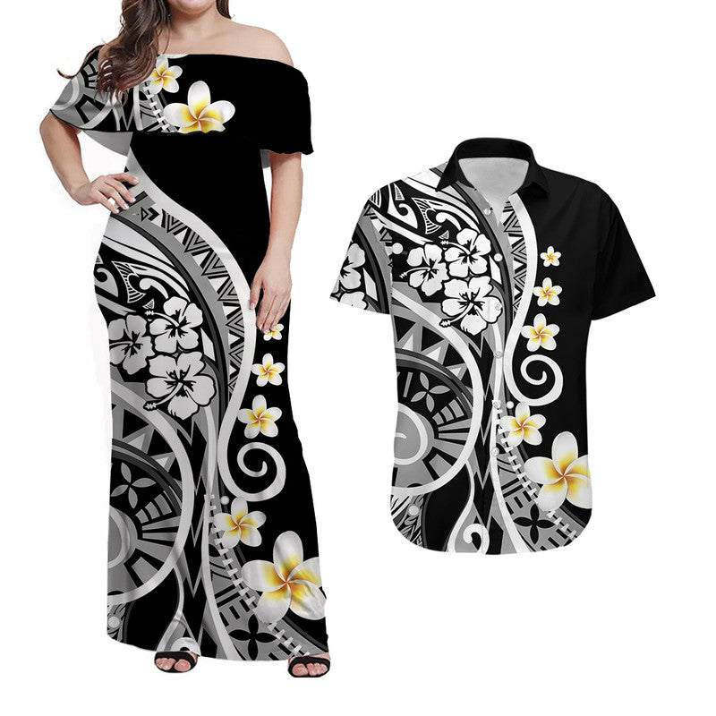 Plumeria Polynesian Matching Dress and Hawaiian Shirt Trending Black LT6 Black - Polynesian Pride