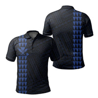 Hawaiian Kakau Polo Shirt - Simple Style Full Color LT6 Unisex Blue - Polynesian Pride