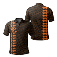 Hawaiian Kakau Polo Shirt - Simple Style Full Color LT6 Unisex Orange - Polynesian Pride