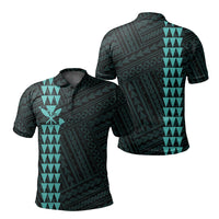 Hawaiian Kakau Polo Shirt - Simple Style Full Color LT6 Unisex Teal - Polynesian Pride
