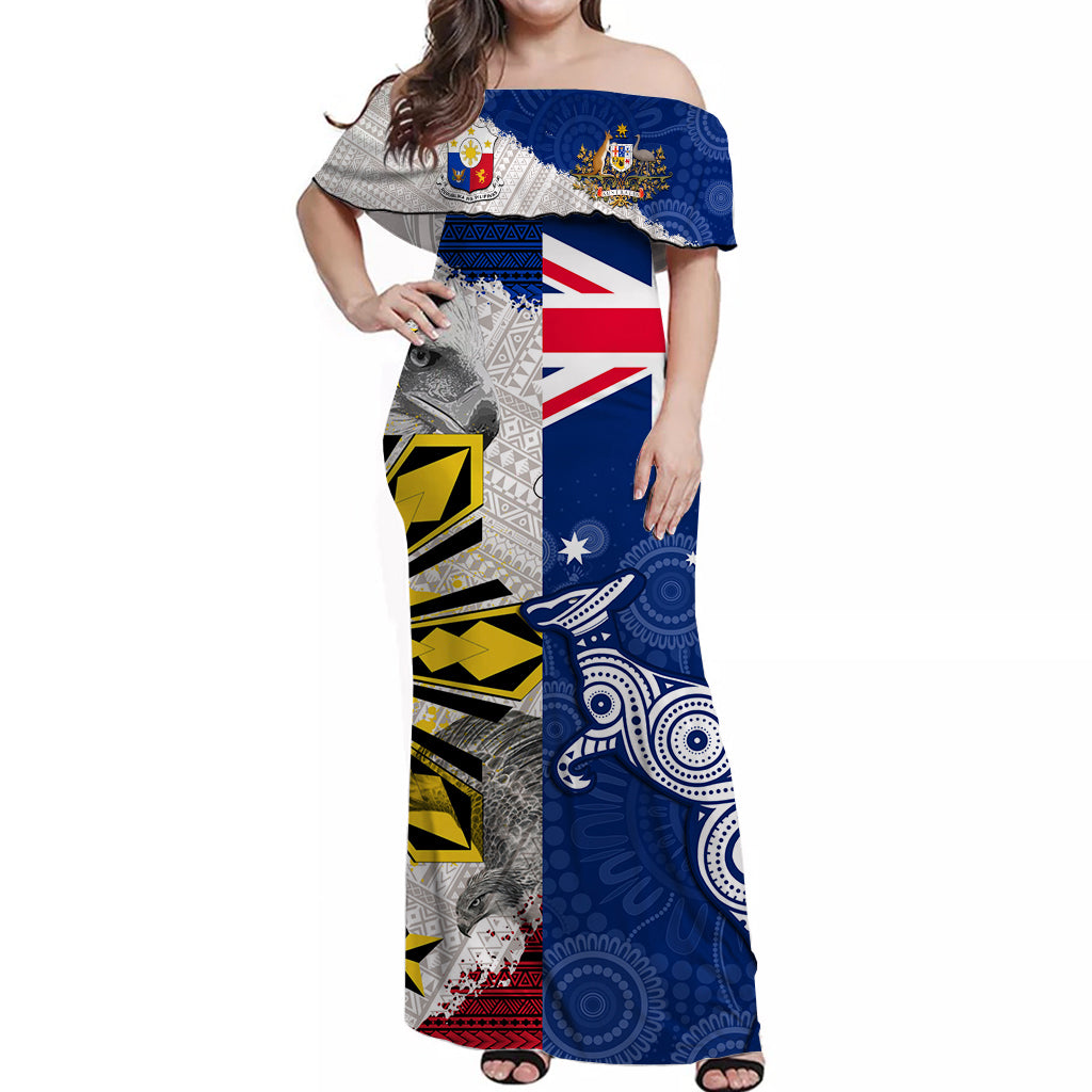 Philippines And Australia Off Shoulder Maxi Dress Aboriginal Polynesia