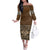 Personalised Tonga Independence Day Off Shoulder Long Sleeves Body Dress Ngatu Tapa Style LT7 Women Brown - Polynesian Pride