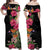 Hawaii Flowers Tribal Pattern Off Shoulder Maxi Dress and Hawaiian Shirt LT9 - Polynesian Pride