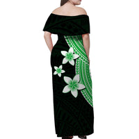 Polynesian Matching Dress and Hawaiian Shirt with Plumeria Flower Green LT6 - Polynesian Pride
