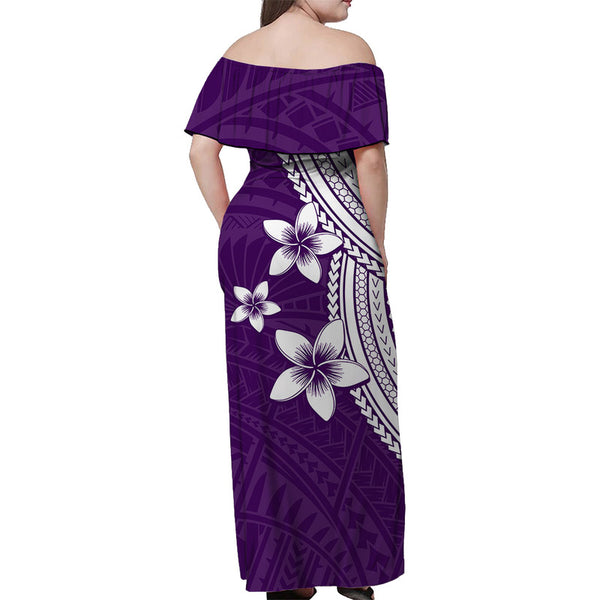 Hawaii Pineapple Off Shoulder Long Dress Polynesian Green Style LT6 main image 1