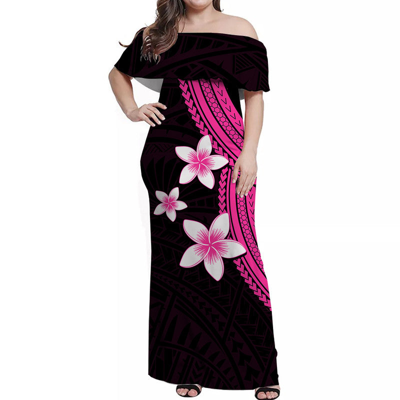 Polynesian Matching Dress and Hawaiian Shirt with Plumeria Flower Pink LT6 - Polynesian Pride