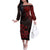 Hawaii Summer Couples Matching Outfits Combo Long Sleeve Dress Mix Polynesian Black-Red LT6 - Polynesian Pride