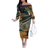 Polynesian Tribal Couples Matching Outfits Combo Long Sleeve Dress And Hawaiian Shirt LT6 - Polynesian Pride