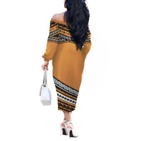 Polynesian Couples Matching Outfits Combo Long Sleeve Dress Simple Gold No.1 LT6 - Polynesian Pride
