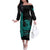 Hawaii Couples Matching Outfits Combo Long Sleeve Dress Kamehameha Day - Green LT6 - Polynesian Pride