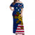 Filipino Mix American Off Shoulder Long Dress Flag Style LT6 Women Blue - Polynesian Pride
