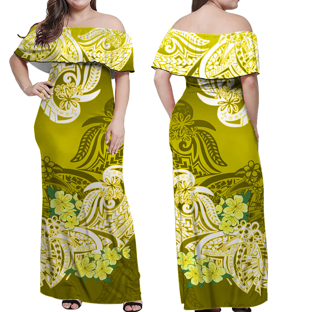 Polynesian Flower Tribal Matching Dress and Hawaiian Shirt Yellow LT9 - Polynesian Pride
