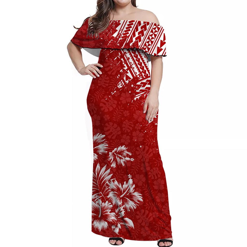 Hawaii Summer Matching Dress and Hawaiian Shirt Mix Polynesian Red LT6 No Shirt Red - Polynesian Pride