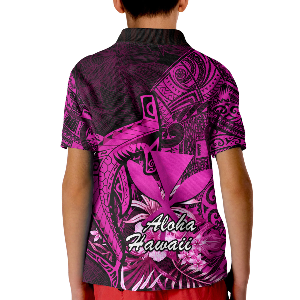 Hawaii Islands Polo Shirt Maui Map Hawaiian Shark With Tropical Flowers LT14 - Polynesian Pride