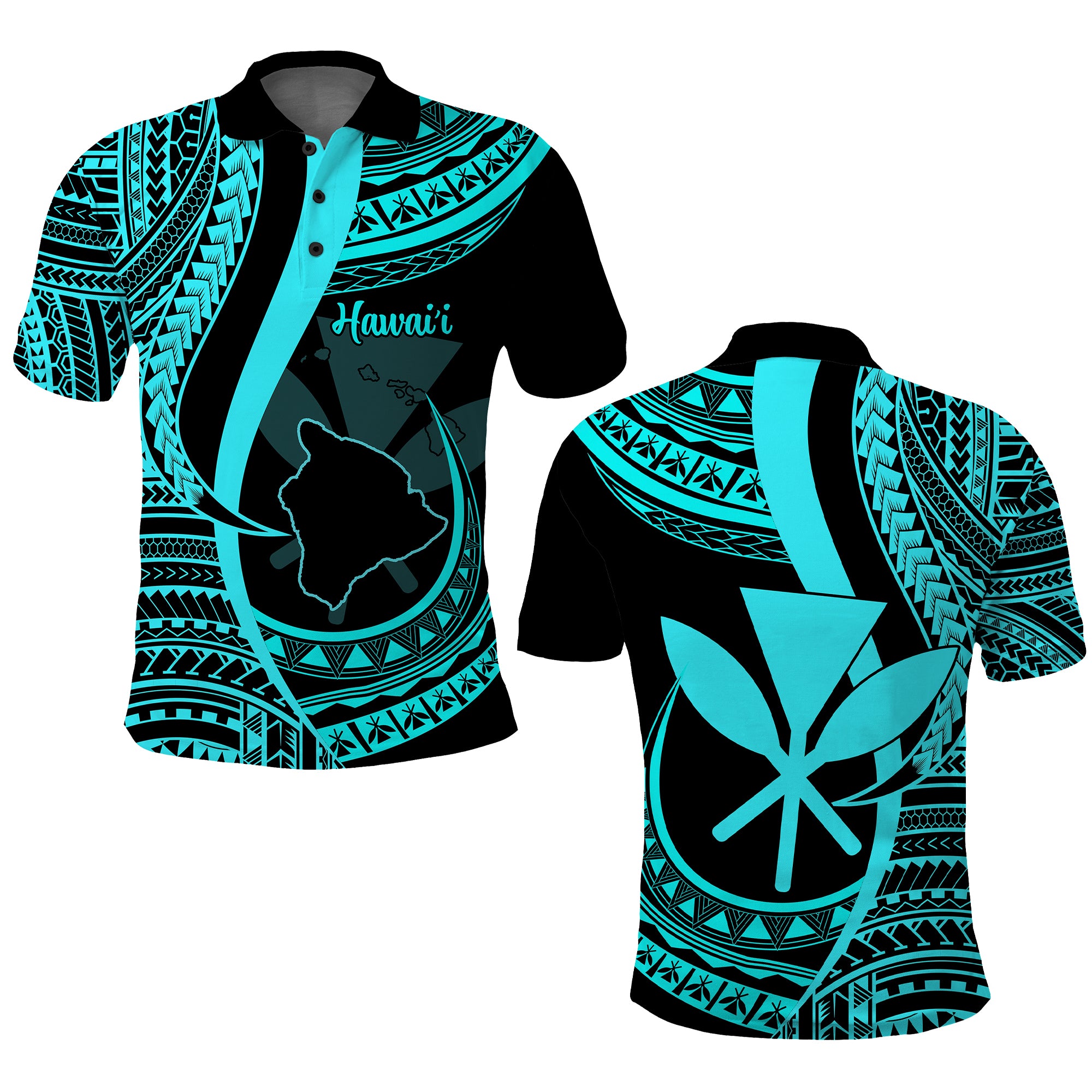 Custom Hawaii Polo Shirt Hawaii Islands Map With Kanaka Maoli CTM14 - Polynesian Pride