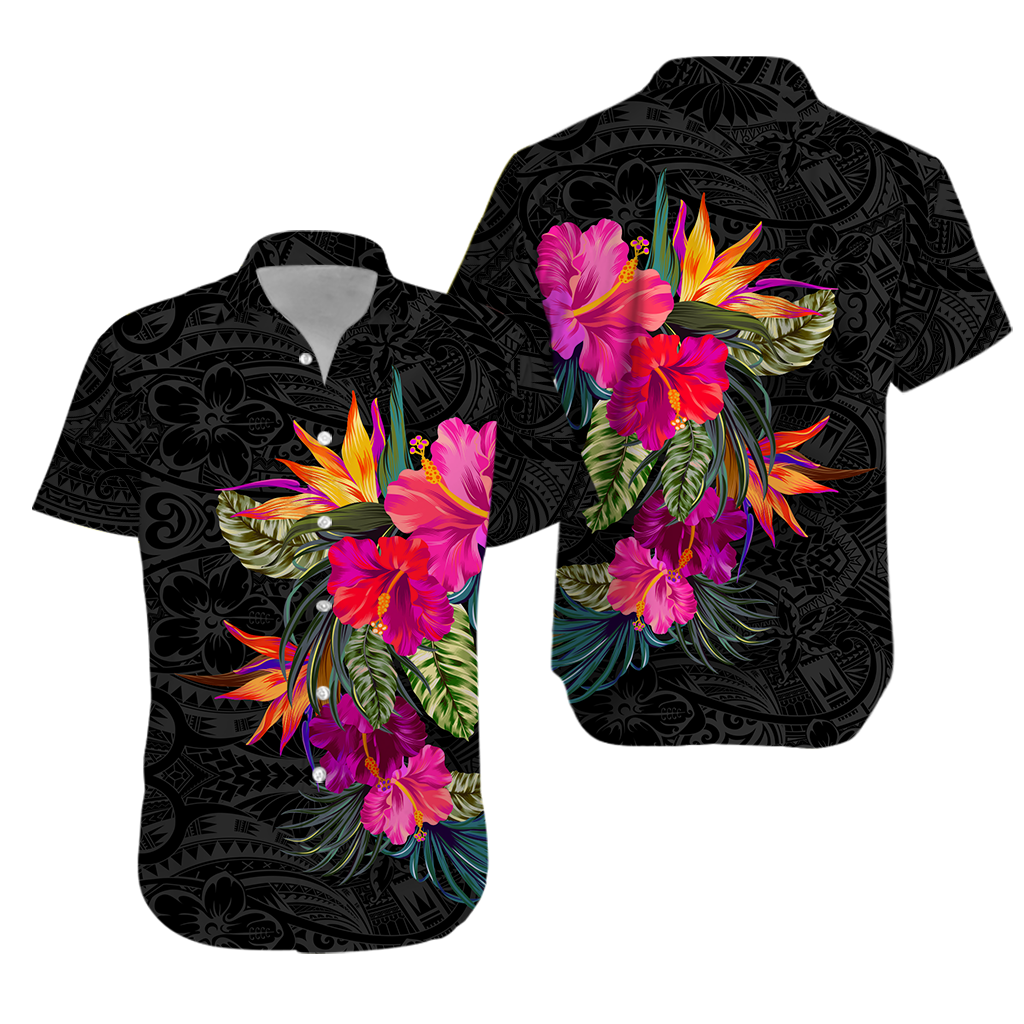 Polynesia Polynesian Hibiscus Tribal Matching Dress and Hawaiian Shirt - LT12 No Dress Black - Polynesian Pride
