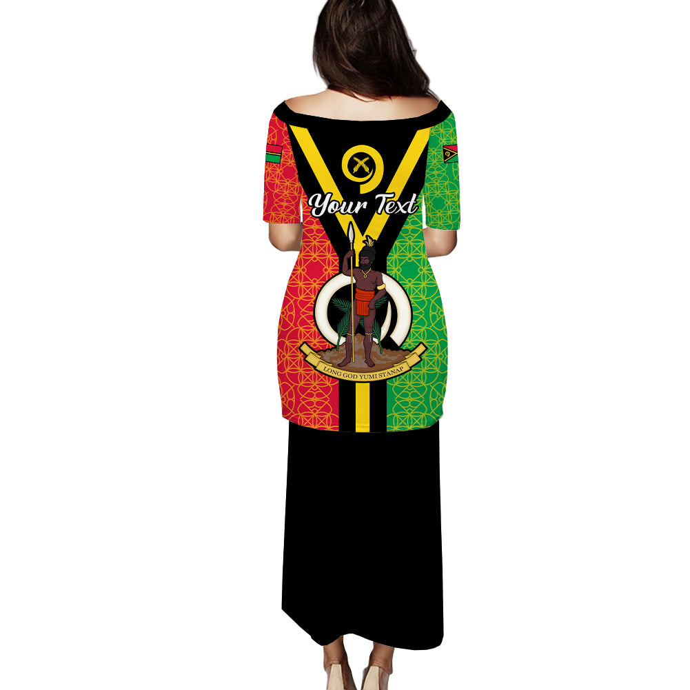 Personalised Vanuatu Puletasi Dress Kava Bowl Mix Sand Drawing Flag Style LT14 - Polynesian Pride