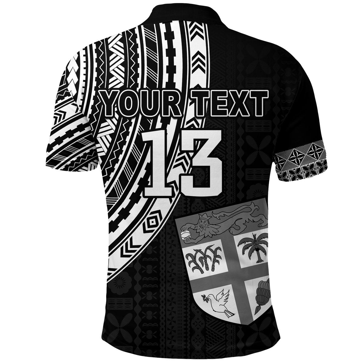 Custom Fiji Rugby Sevens Polo Shirt - Fijian 7s Tapa Polynesian Custom Text and Number LT13 - Polynesian Pride