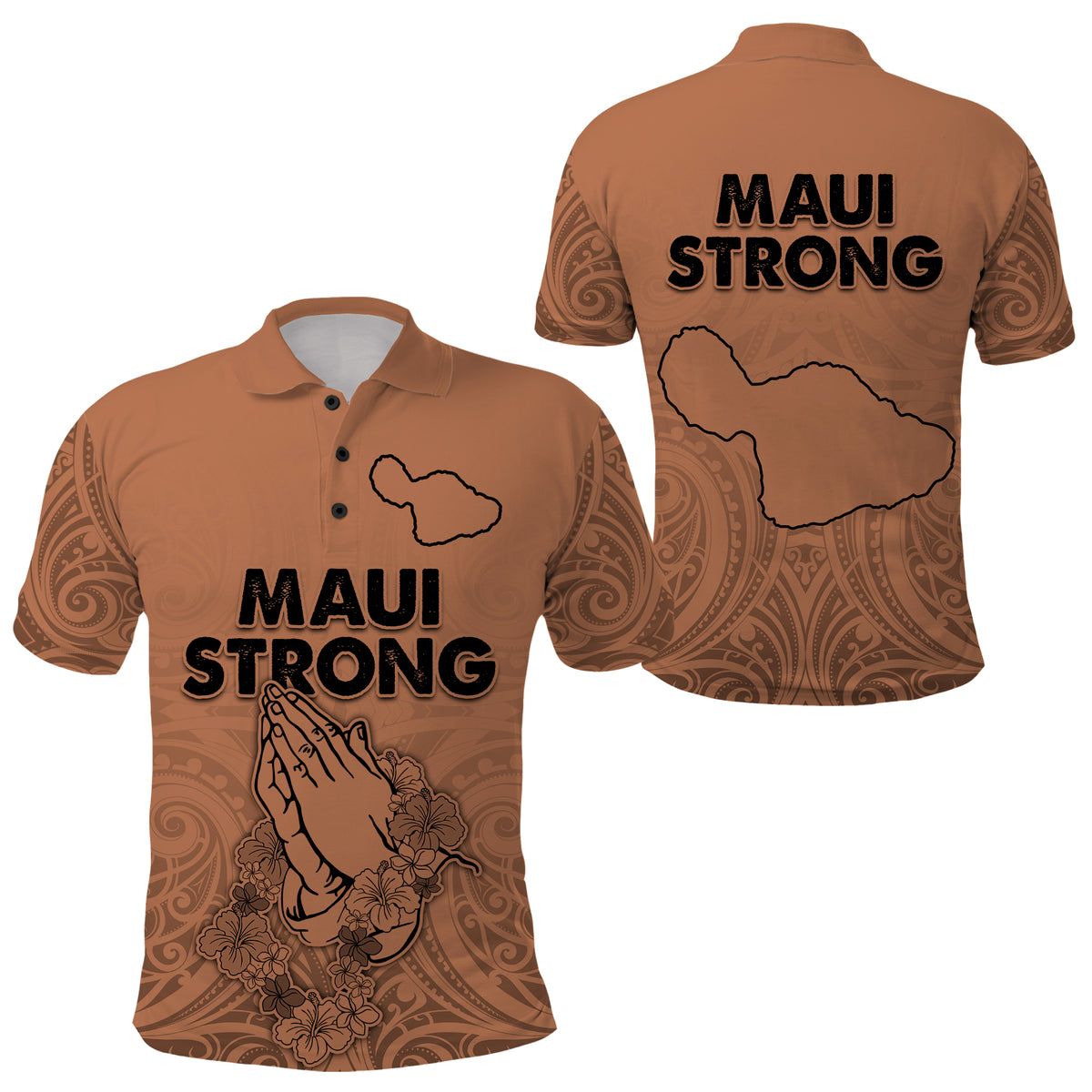 Hawaii Strong Maui Wildfire Polo Shirt No1 LT9 Gold - Polynesian Pride