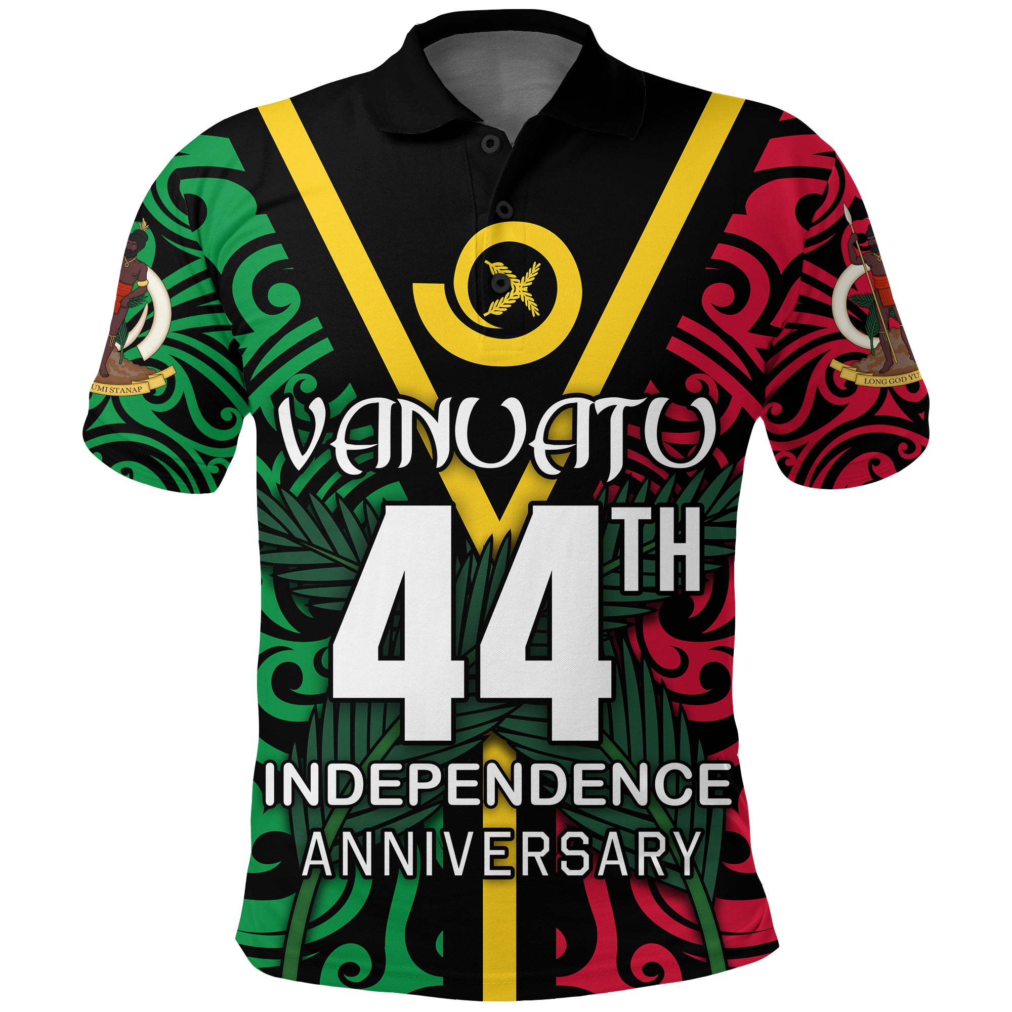 Vanuatu 44th Independence Anniversary Polo Shirt LT4 Unisex Black - Polynesian Pride