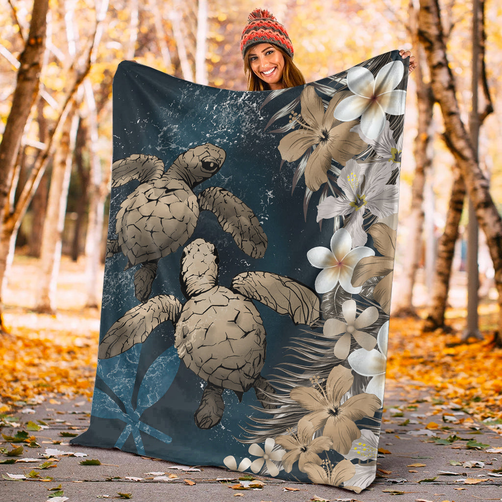 Kanaka Maoli (Hawaiian) Blanket - Sea Turtle Tropical Hibiscus And Plumeria LT6 - Polynesian Pride