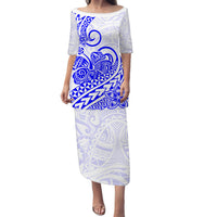 Polynesian Tribal Tattoo Retro Puletasi Dress Blue Screen Color LT9 - Polynesian Pride