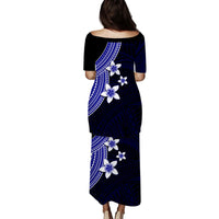 Polynesian Puletasi Dress With Plumeria Flower Blue LT6 - Polynesian Pride