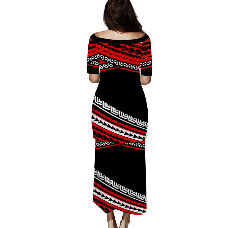 Polynesian Puletasi Dress Simple Red LT6 - Polynesian Pride