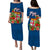 Fiji Islands Puletasi Dress Tropical Flowers and Tapa Pattern LT9 Long Dress Blue - Polynesian Pride