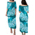 Polynesian Matching Couple Outfit Floral Tribal Puletasi Dress and Hawaiian Shirt Teal LT9 - Polynesian Pride