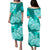 Polynesian Matching Couple Outfit Floral Tribal Puletasi Dress and Hawaiian Shirt Turquoise LT9 - Polynesian Pride