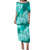 Polynesian Matching Couple Outfit Floral Tribal Puletasi Dress and Hawaiian Shirt Turquoise LT9 - Polynesian Pride