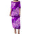 Polynesian Matching Couple Outfit Floral Tribal Puletasi Dress and Hawaiian Shirt Purple LT9 - Polynesian Pride