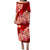 Polynesian Matching Couple Outfit Floral Tribal Puletasi Dress and Hawaiian Shirt Red LT9 - Polynesian Pride