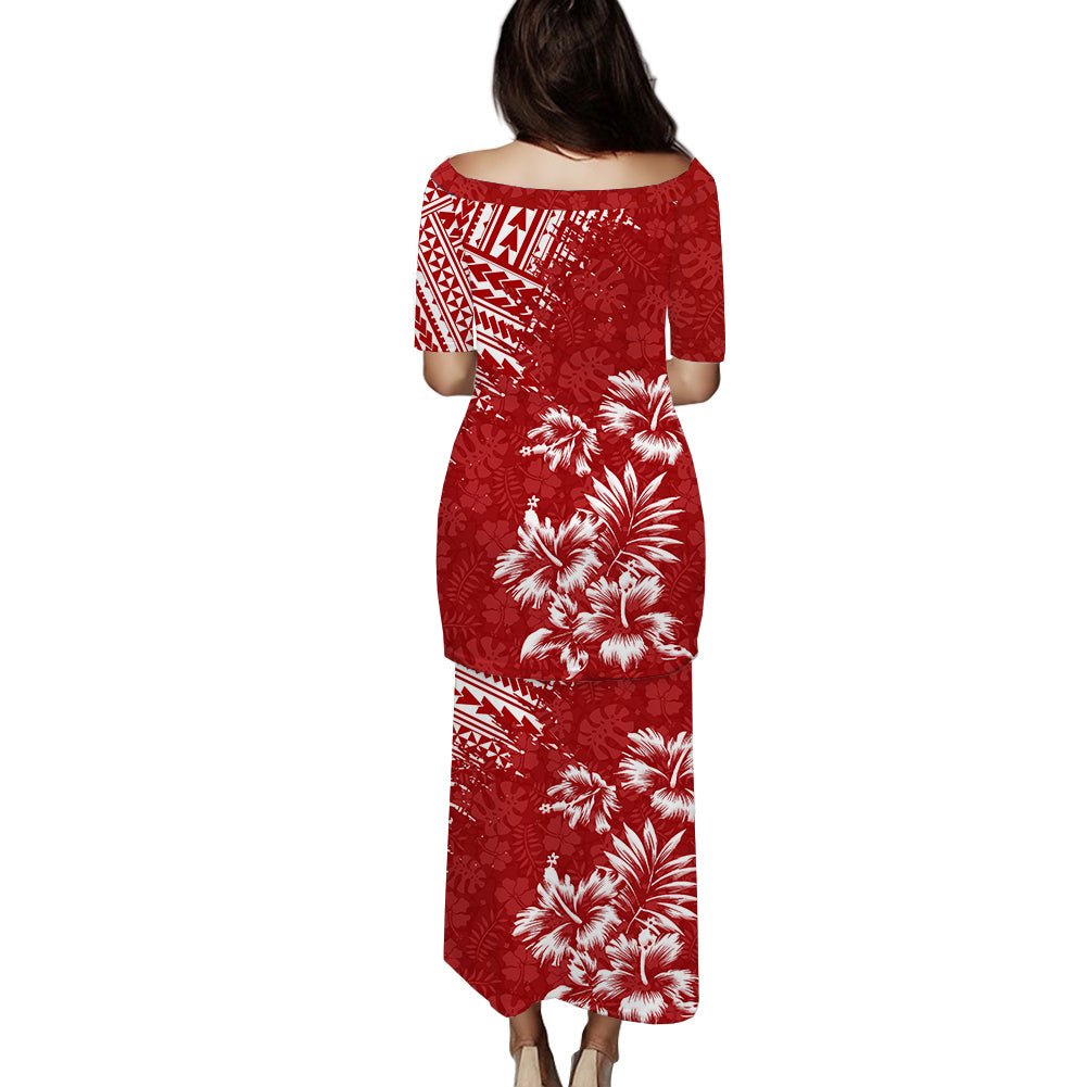Hawaii Summer Puletasi Dress Mix Polynesian Red LT6 - Polynesian Pride