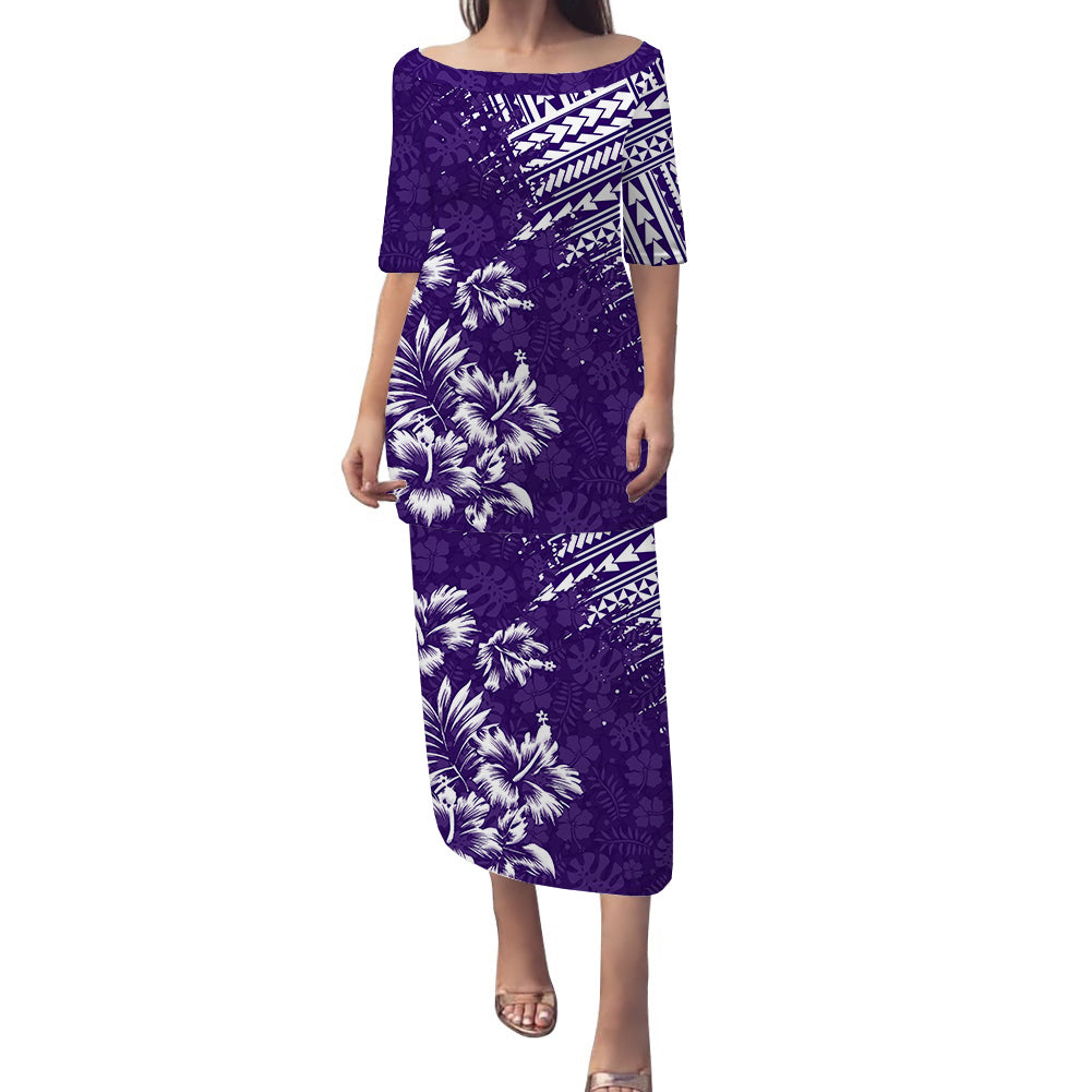 Hawaii Summer Puletasi Dress Mix Polynesian Purple LT6 Long Dress Purple - Polynesian Pride
