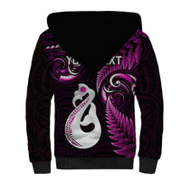 Personalised New Zealand Sherpa Hoodie Aotearoa Silver Fern With Manaia Maori Unique Pink LT14 - Polynesian Pride