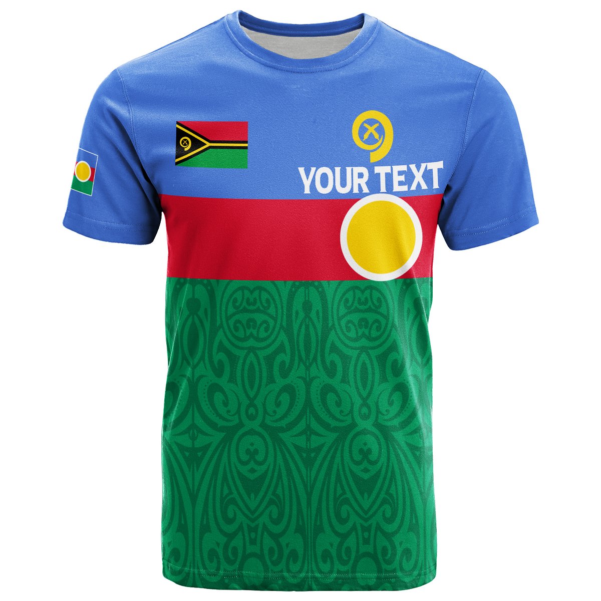 Custom Vanuatu Shefa Province T Shirt Flag Style LT12 Green - Polynesian Pride