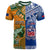 Custom Australia Wallabies and Toa Samoa Rugby T Shirt Aboriginal Mix Polynesian LT14 Blue - Polynesian Pride