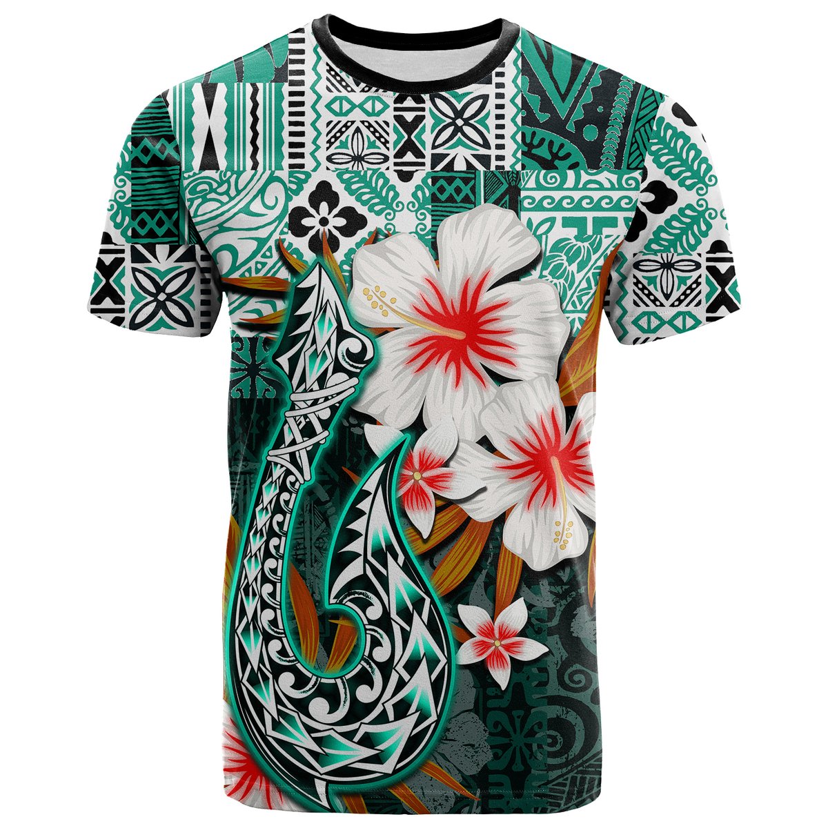 Custom Hawaii Fish Hook T Shirt Green Style LT6 Unisex Orange - Polynesian Pride