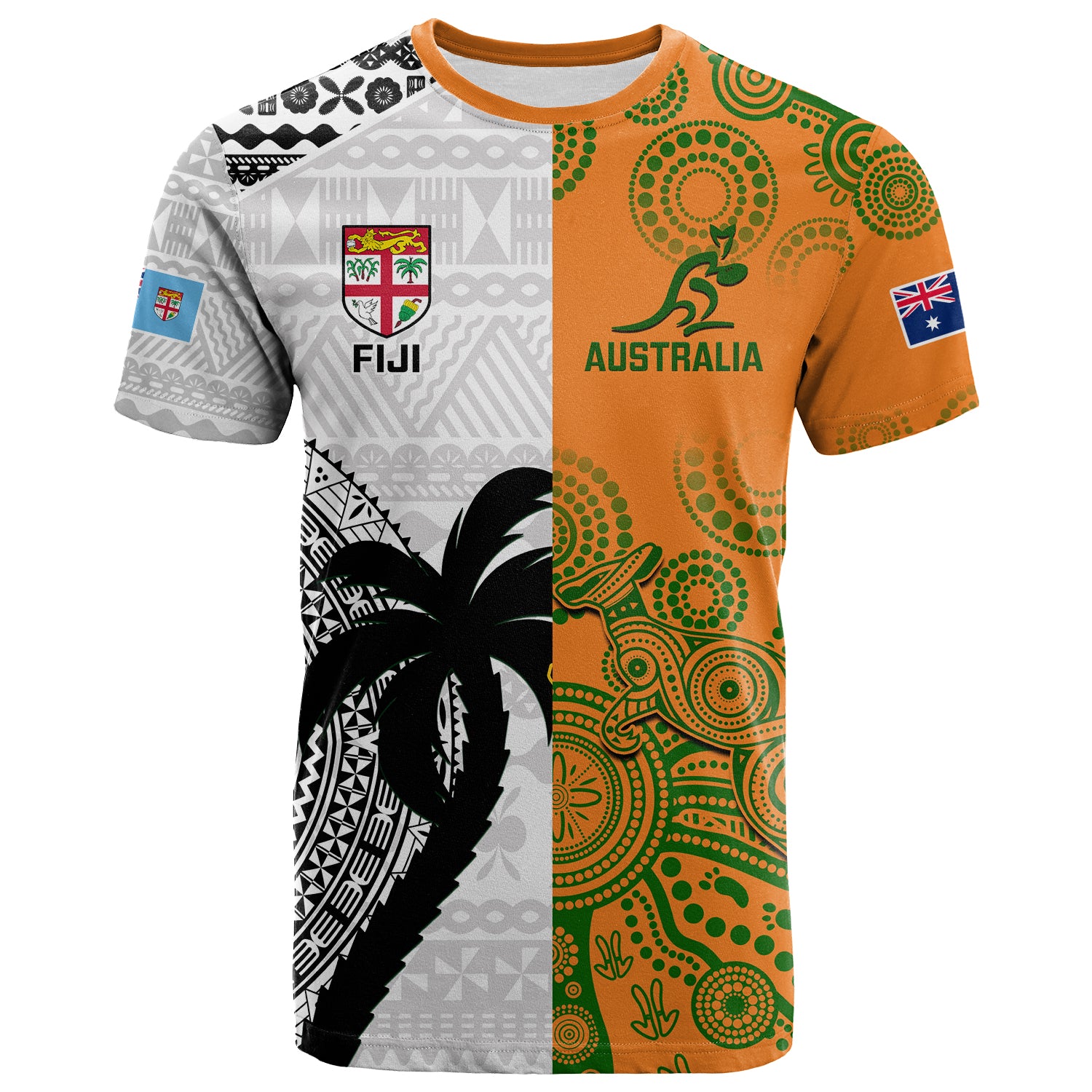 Custom Fiji And Australia Rugby T Shirt World Cup 2023 Together LT14